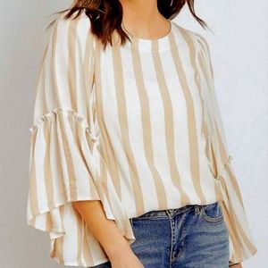 Maurice's striped flutter sleeve top
